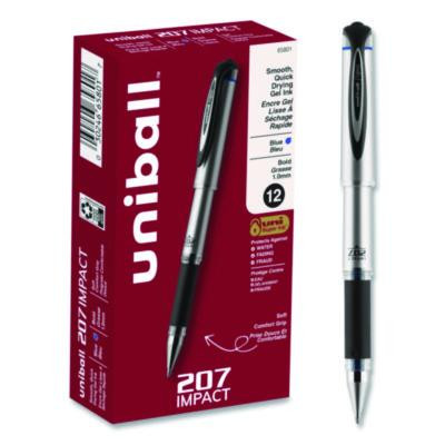 207 Impact Gel Pen, Stick, Bold 1 Mm, Blue Ink, Silver/Black/Blue Barrel