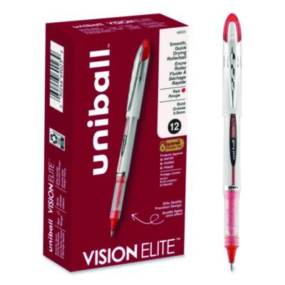 Vision Elite Rollerball Pen, Stick, Bold 0.8 Mm, Red Ink, White/Red/Clear Barrel