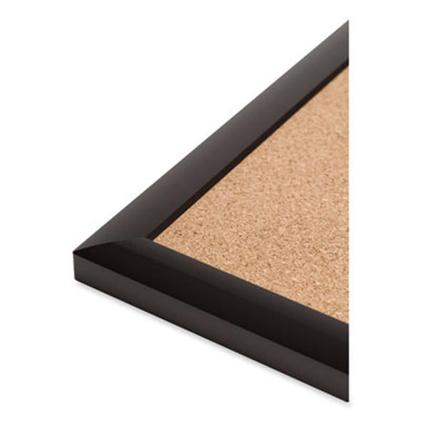 Cork Bulletin Board With Aluminum Frame, 48" x 36" (Actual Size: 47" x 35"), Tan Surface, Black Aluminum Frame