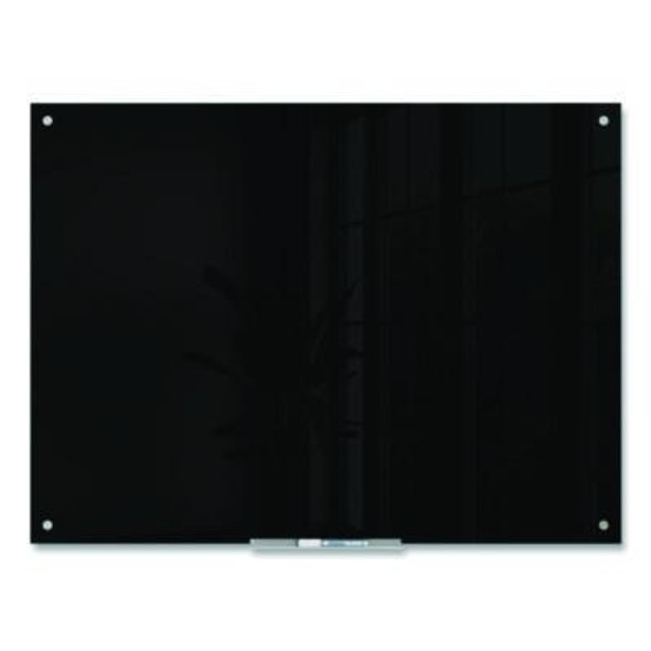Black Glass Dry Erase Board, 48" x 36" (Actual Size: 47" x 35"), Black Surface