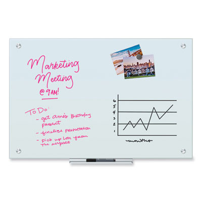 Glass Dry Erase Board, 36" x 24" (Actual Size: 35" x 23"), White Surface