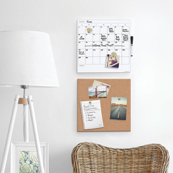 Frameless Tile Board Value Pack, (1) Tan Bulletin Board, (1) White Magnetic Dry Erase Planning Board, 14" x 14"