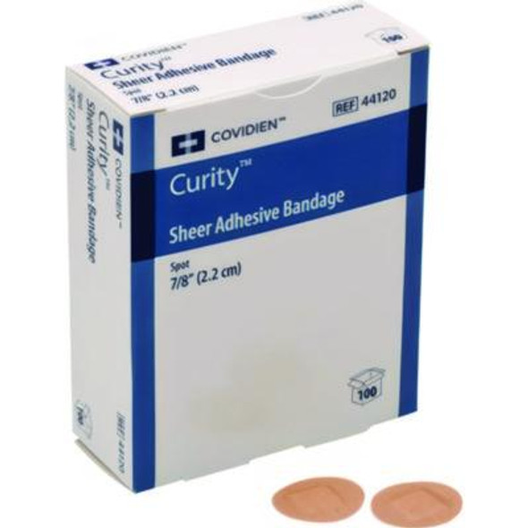 Sheer Plastic Adhesive Bandages, Round Spot, 0.88 X 0.88, Clear, 100/Box