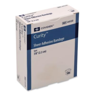 Sheer Plastic Adhesive Bandages, Round Spot, 0.88 X 0.88, Clear, 100/Box