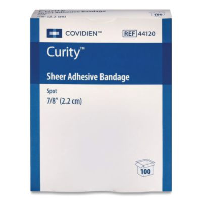 Sheer Plastic Adhesive Bandages, Round Spot, 0.88 X 0.88, Clear, 100/Box