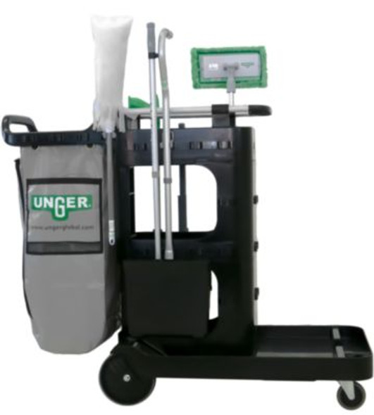 Zonecleanrx Janitorial Carts, Plastic, 3 Shelves, 23.5 x 25 x 25, Black