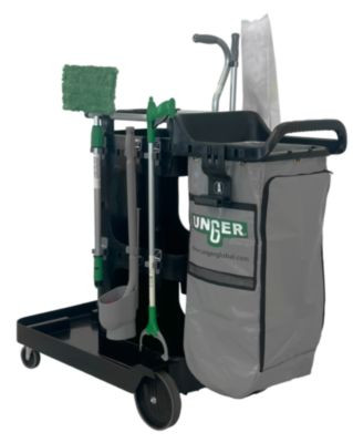 Zonecleanrx Janitorial Carts, Plastic, 3 Shelves, 23.5 x 25 x 25, Black