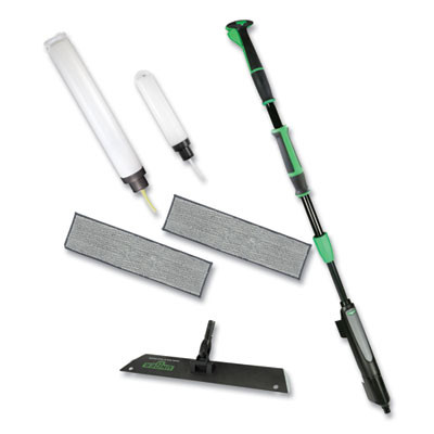 Excella Floor Cleaning Kit, 20" Gray Microfiber Head, 48" To 65" Black/Green Handle