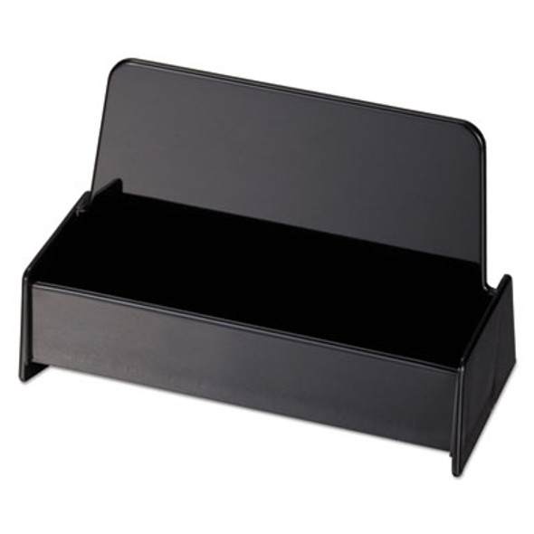 Business Card Holder, Holds 50 2 X 3.5 Cards, 3.75 X 1.81 X 1.38, Plastic, Black