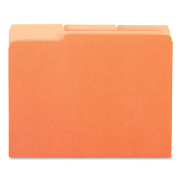 Deluxe Colored Top Tab File Folders, 1/3-Cut Tabs: Assorted, Letter Size, Orange/Light Orange, 100/Box