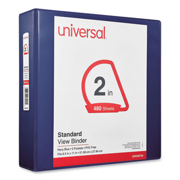 Slant D-Ring View Binder, 3 Rings, 2" Capacity, 11 x 8.5, Navy Blue