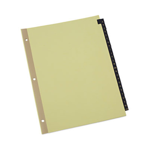 Deluxe Preprinted Simulated Leather Tab Dividers With Gold Printing, 25-Tab, A To Z, 11 X 8.5, Buff, 1 Set