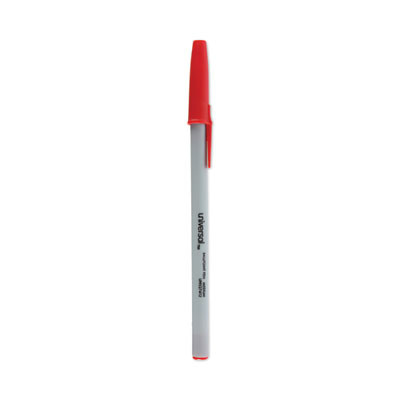 Ballpoint Pen, Stick, Medium 1 Mm, Red Ink, Gray/Red Barrel, Dozen