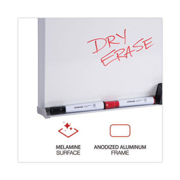 Melamine Dry Erase Board With Aluminum Frame, 48 x 36, White Surface, Anodized Aluminum Frame