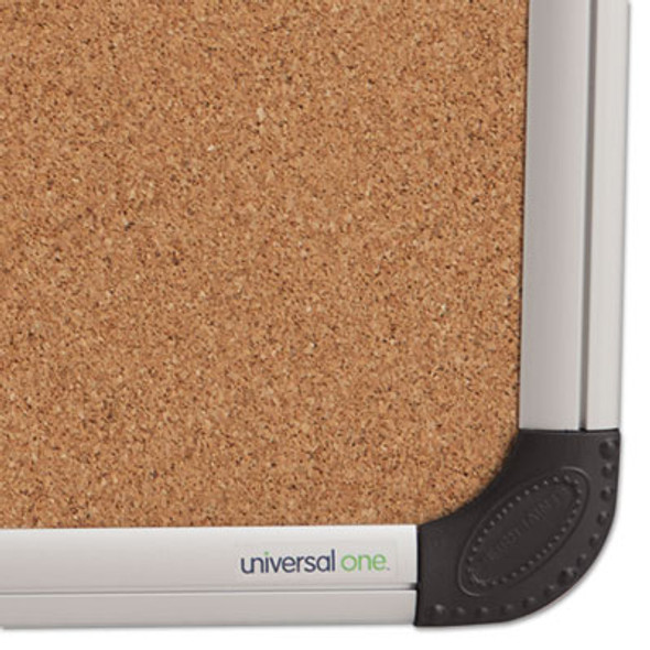 Cork Board With Aluminum Frame, 24" x 18", Tan Surface, Satin Aluminum Frame