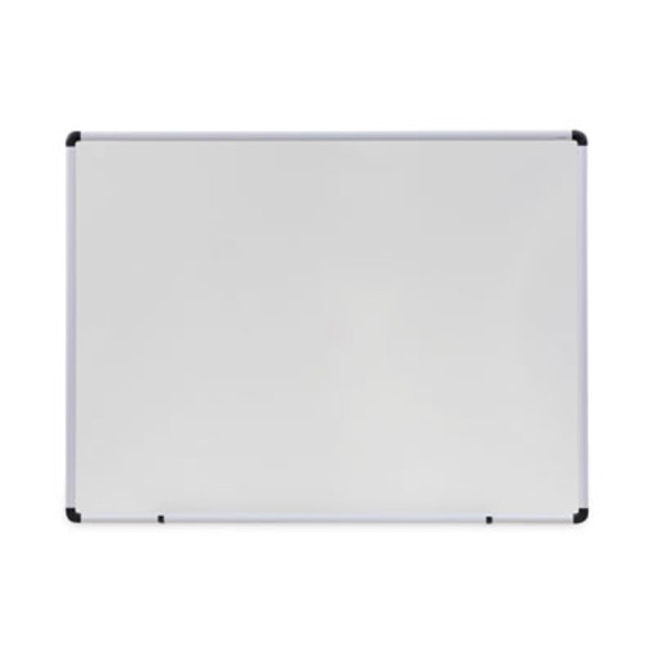 Modern Melamine Dry Erase Board With Aluminum Frame, 48" x 36", White Surface, Satin Aluminum Frame