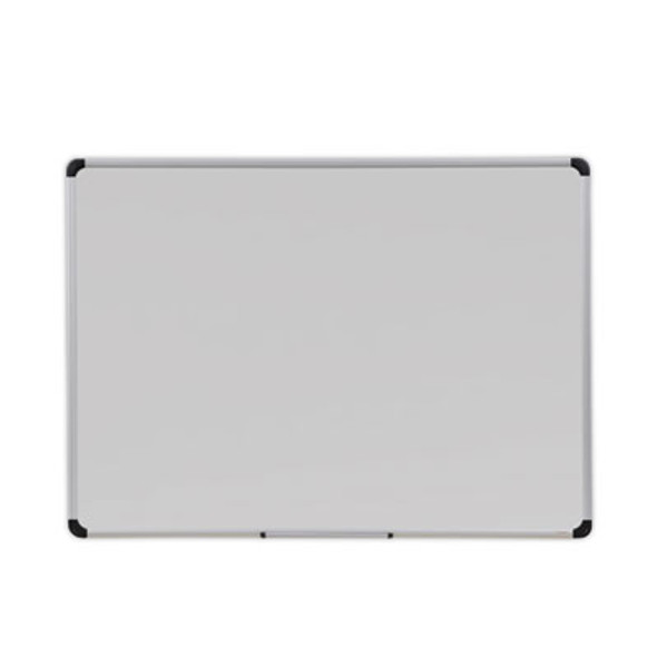 Deluxe Porcelain Magnetic Dry Erase Board, 48" x 36", White Surface, Silver/Black Aluminum Frame