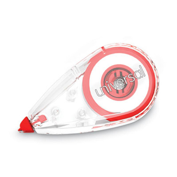 Mini Correction Tape, Non-Refillable, 0.25" x 22.92 Ft, White Tape, Clear/Red Dispenser, 10/Pack
