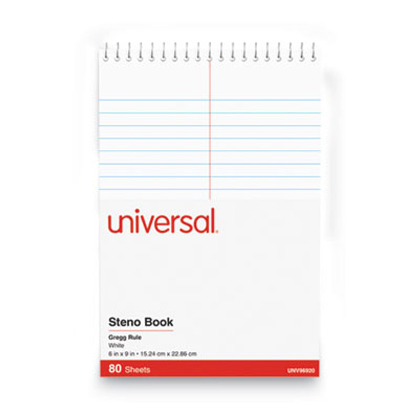 Steno Pads, Gregg Rule, Red Cover, 80 White 6 X 9 Sheets