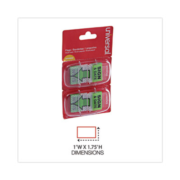 Deluxe Message Arrow Flags, "Sign And Date", Green, 100/Pack