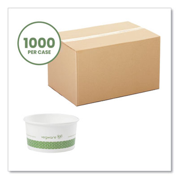 Soup Containers, Compostable, 6 Oz, 3.5" Diameter x 1.7" h, Green/White, Paper, 1,000/Carton