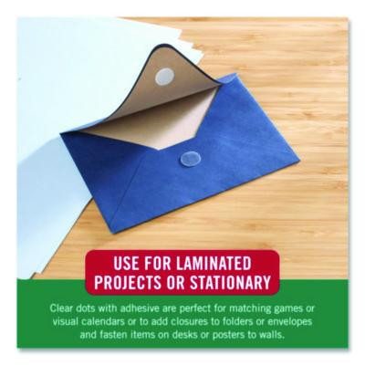 Sticky-Back Fasteners, Complete Sets, 0.75" Dia, Clear, 200/Pack