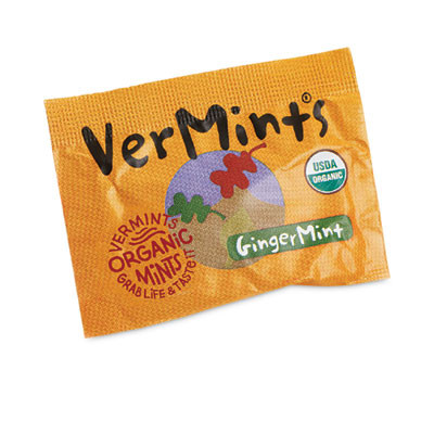 Vermints Organic Mints/Pastilles, Gingermint, 2 Mints/0.7 Oz Individually Wrapped, 100/Box