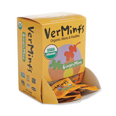 Vermints Organic Mints/Pastilles, Gingermint, 2 Mints/0.7 Oz Individually Wrapped, 100/Box