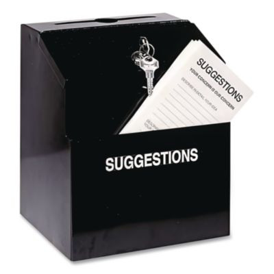 Steel Suggestion Box With Locking Top, 7 X 6 X 8.5, Black