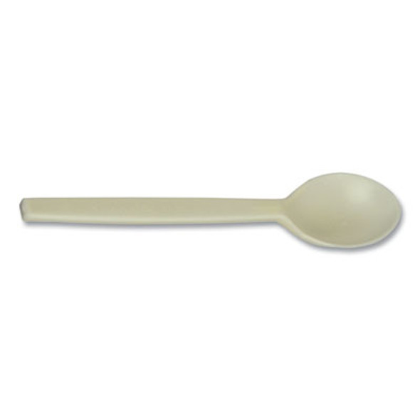 Ecosense Renewable Plant Starch Cutlery, Spoon, Plastic, Cream, 50/Pack