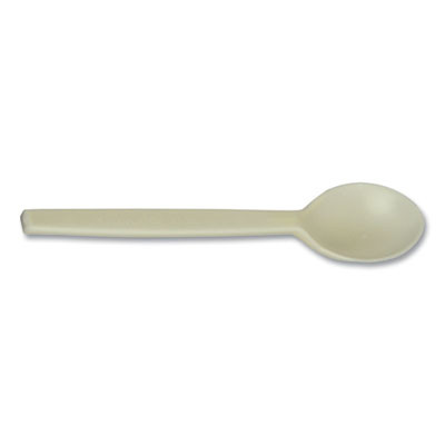 Ecosense Renewable Plant Starch Cutlery, Spoon, Plastic, Cream, 50/Pack
