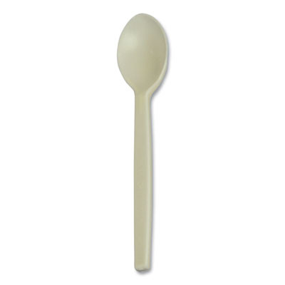 Ecosense Renewable Plant Starch Cutlery, Spoon, Plastic, Cream, 50/Pack