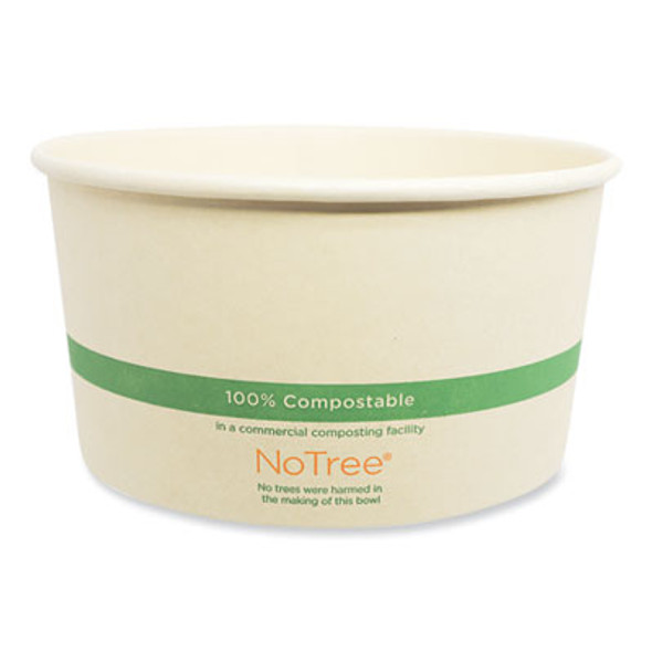 No Tree Wide Paper Bowls, 32 Oz, 5.9" Diameter x 3.1" h, Natural, Sugarcane, 300/Carton