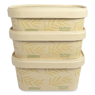 No Tree Rectangular Containers, 32 Oz, 4.7 x 6.8 x 3, Natural, Sugarcane, 300/Carton