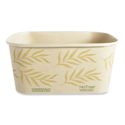 No Tree Rectangular Containers, 32 Oz, 4.7 x 6.8 x 3, Natural, Sugarcane, 300/Carton