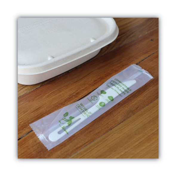 Tpla Wrapped Cutlery, Knife, Plastic, White, 750/Carton