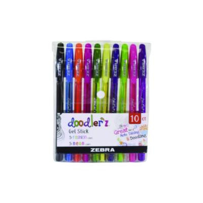 Doodler'z Gel Pen, Stick, Bold 1 Mm, Assorted Fashion/Neon Ink And Barrel Colors, 10/Pack