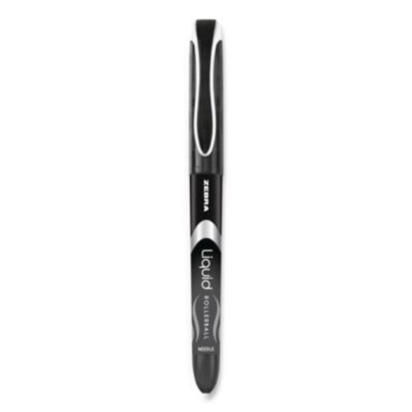 Liquid Ink Rollerball Pen, Stick, Extra-Fine 0.5 Mm, Black Ink, Black/Silver Barrel, 12/Pack