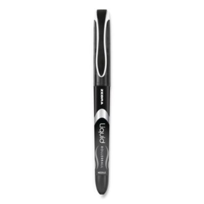 Liquid Ink Rollerball Pen, Stick, Extra-Fine 0.5 Mm, Black Ink, Black/Silver Barrel, 12/Pack