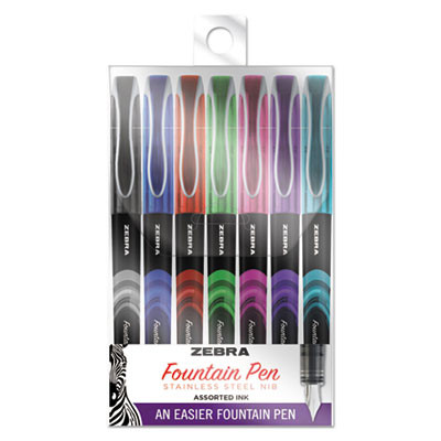 Fountain Pen, Fine 0.6 Mm, Assorted Ink And Barrel Colors, 7/Pack