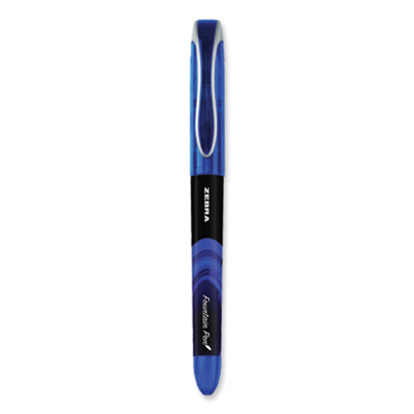Fountain Pen, Fine 0.6 Mm, Blue Ink, Black/Blue Barrel, 12/Pack