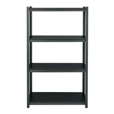 Steel Shelving Unit With Laminate Shelves, Four-Shelf, 36w x 18d x 60h, Steel, Black/Gun Metal Gray