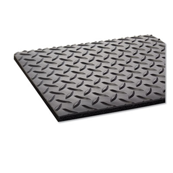 Industrial Deck Plate Anti-Fatigue Mat, Rectangular, Black Raised Diamond Surface, 24" x 36"