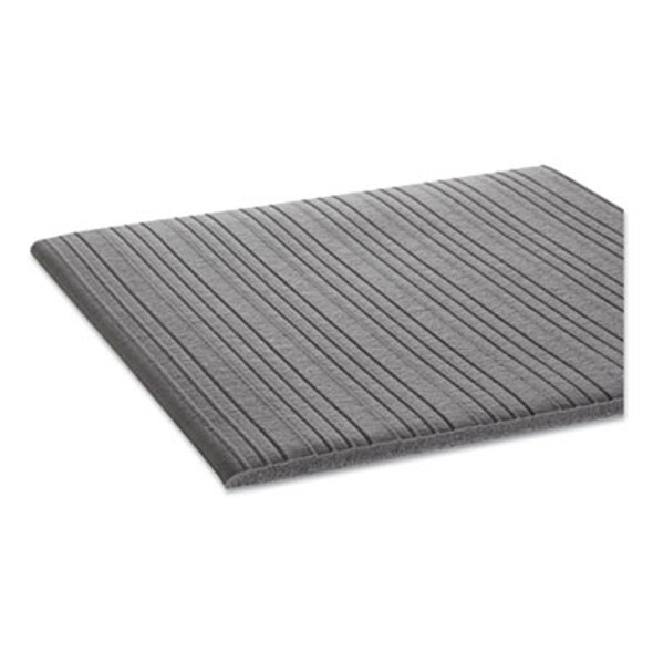 Ribbed Vinyl Anti-Fatigue Mat, Rectangular, Gray Ribbed Surface, 36" x 60"