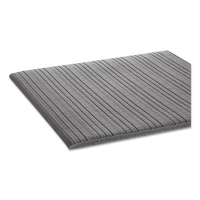 Ribbed Vinyl Anti-Fatigue Mat, Rectangular, Gray Ribbed Surface, 36" x 60"