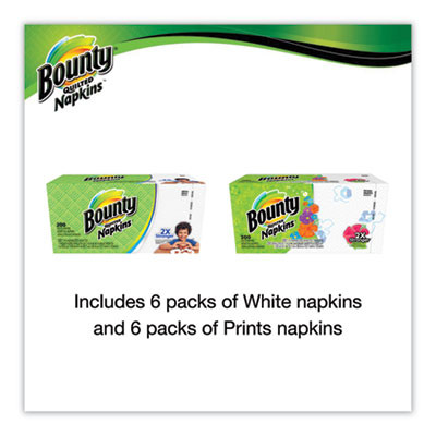 Quilted Napkins, 1-Ply, 12.1 x 12, Assorted - Print Or White, 200/Pack