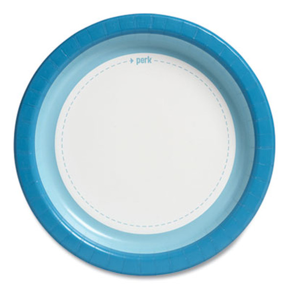 Heavy-Weight Paper Plates, 10" Dia, White/Blue, 125/Pack