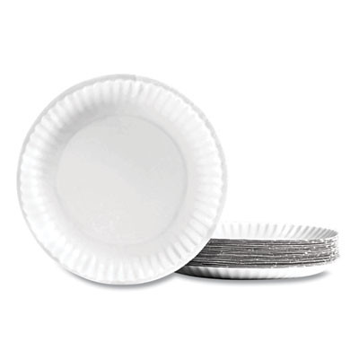 Economy Paper Plates, 9" Dia, White, 100/Pack