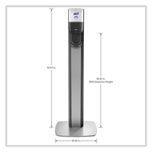 Messenger Es8 Silver Panel Floor Stand With Dispenser, 1,200 Ml, 16.75 X 6 X 40, Silver/Graphite
