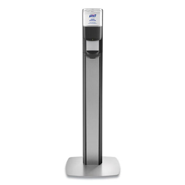 Messenger Es8 Silver Panel Floor Stand With Dispenser, 1,200 Ml, 16.75 X 6 X 40, Silver/Graphite